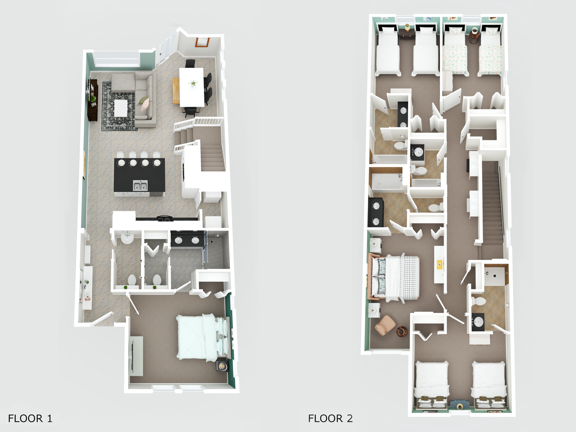 colored three dimensional floorplan